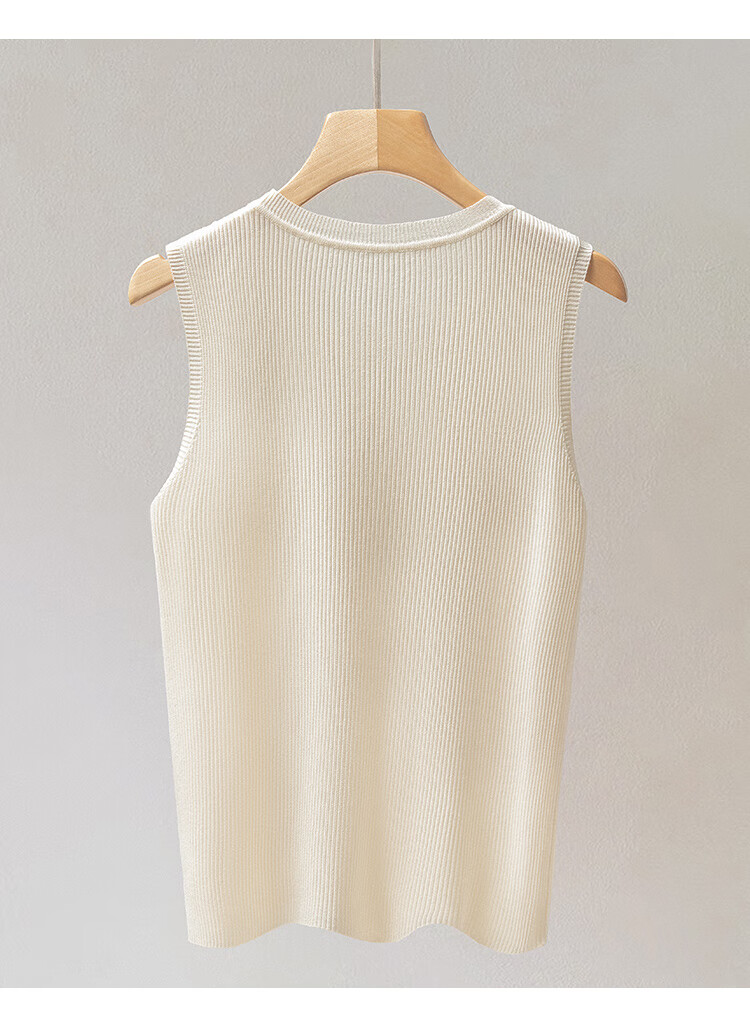 Cypress Fashion Vest 2026 Spring New Women's Simple Slim Fit Round Neck Sleeveless Short Top 2