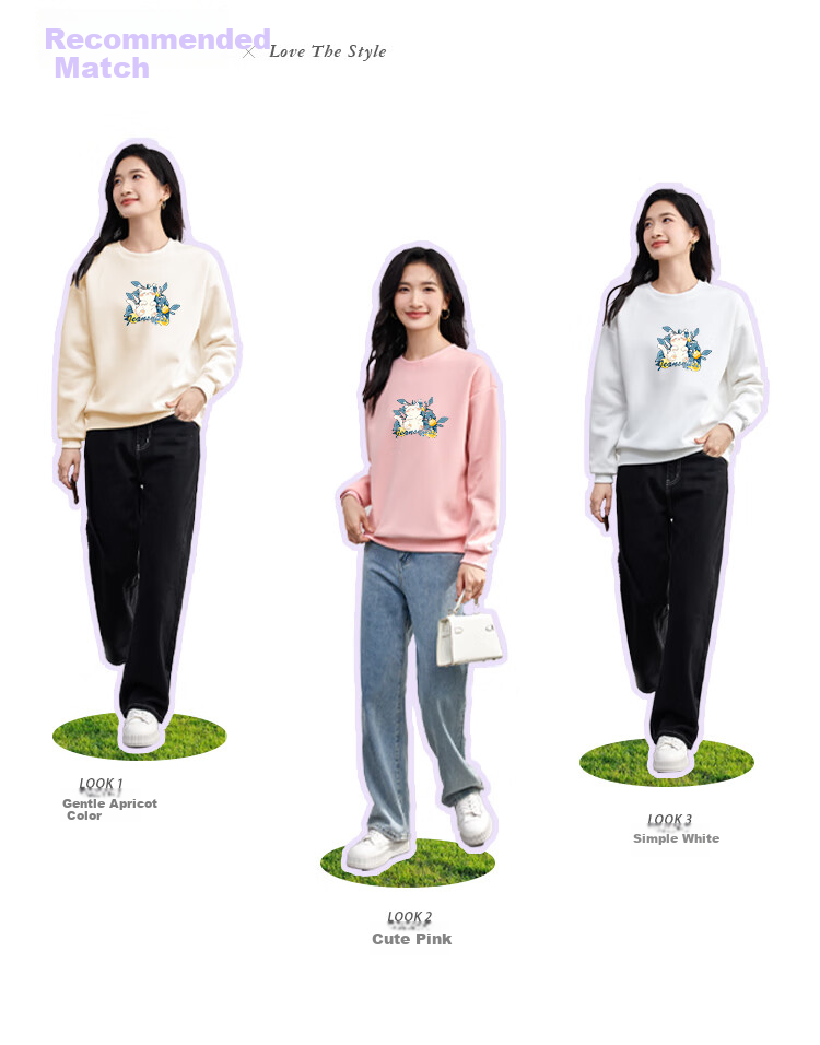 Jeanswest Women's Sweatshirt, Spring And Summer Casual Cat Print Cute Design, Round Neck Pullover, Versatile Long Sleeve Top, White, 2XL 2