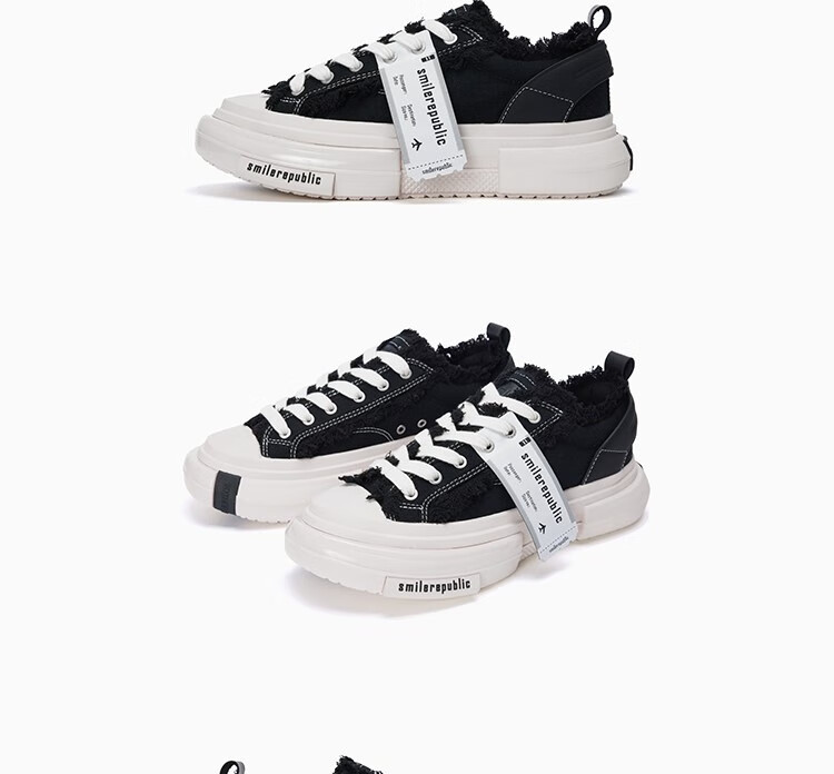 Smilerepublic [Xu Yiyang's Choice] 70S Classic Black/white Low-Top Canvas Shoes, Black, Size 38 5