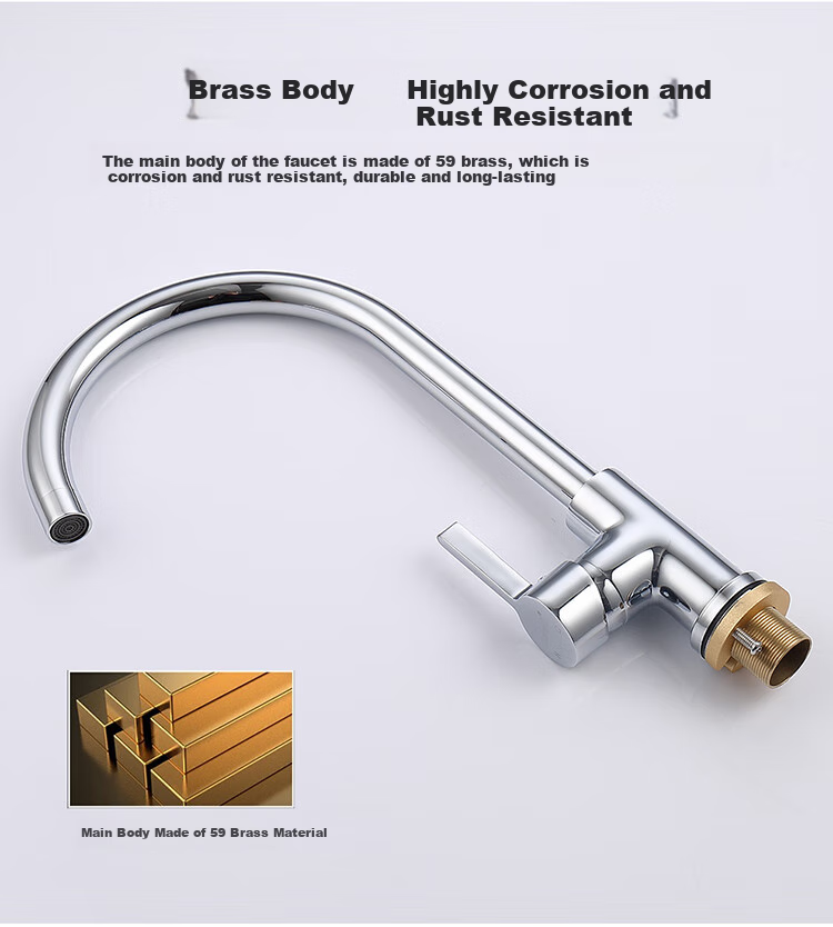 Larsd Kitchen Faucet, Hot And Cold Vegetable Washing Sink Faucet, Copper Body Sink Faucet for Dishwashing Basin, with 80CM Pipe, LD8205 4