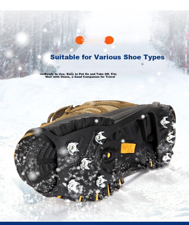 Andatong Ice Claw Non-Slip Shoe Covers for Outdoor Hiking, Snow Climbing, And Anti-Slip Snow Shoes [Enhanced 8-Tooth Design] Sizes 34-40 5