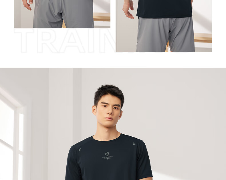 361° Men's Short-Sleeve T-Shirt, Summer Quick-Dry Sportswear, Casual Running Fitness Loose Top, Half Sleeve, 652524130-1 24