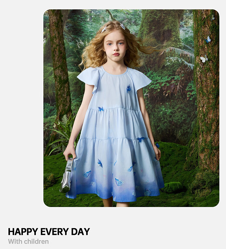 ASK JUNIOR Cotton Children's Dress, Summer Vacation Short-Sleeve Vest Dress, Girls' Butterfly Princess Dress 5