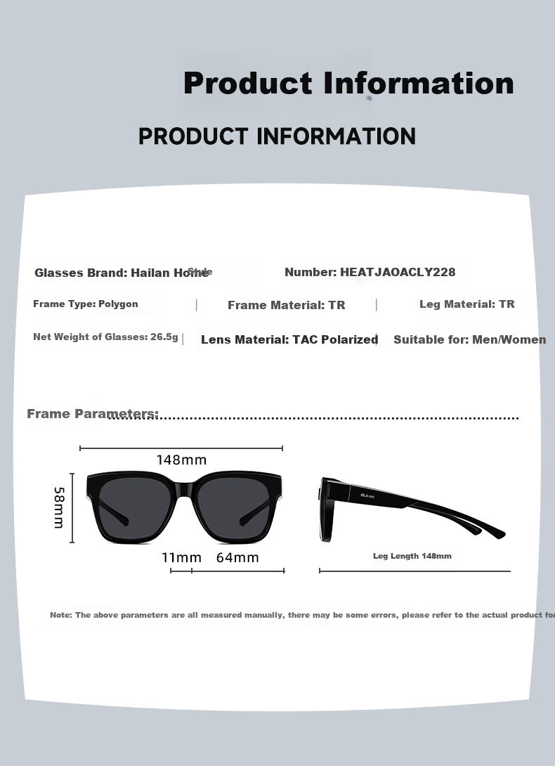 HLA Day And Night Polarized Clip-On Sunglasses with Color-Changing Lenses, UV Protection Sunglasses for Men, Driving-Specific Glasses, Myopia-Friendly Sunglasses for Wome 9