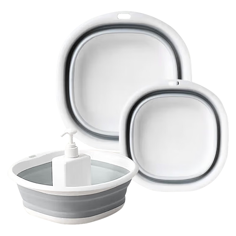 NOLANSEND Travel Folding Basin, Washbasin for Home And Dormitory Use, Portable Military Training Essential, Water Basin in Gray And White - Medium Size