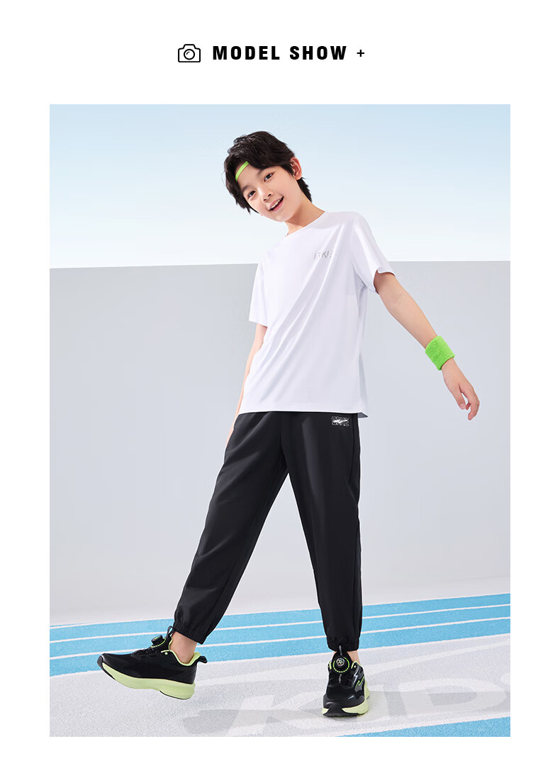 ERKE Children's Clothing, Boys And Girls, Big And Small Kids, Woven Four-Way Stretch, Summer Lightweight Breathable Sports Capri Pants, Capsule Green, Size 120 19