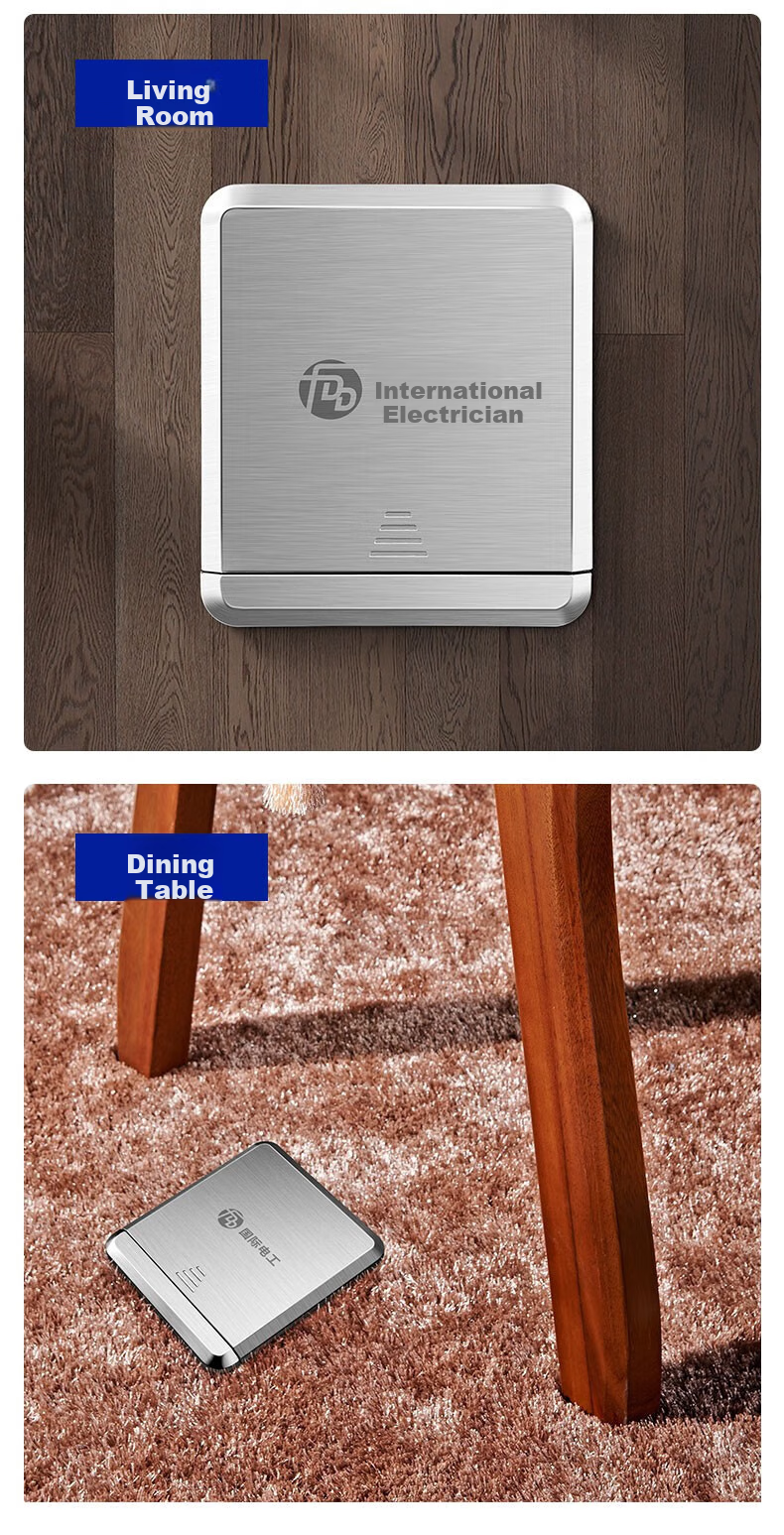 FDD Floor Socket, Hidden Flat Push-Type Floor Socket, Ultra-Thin Sliding Cover, Stainless Steel Waterproof Push-Pull Floor Socket Box, Silver, Five Holes 8