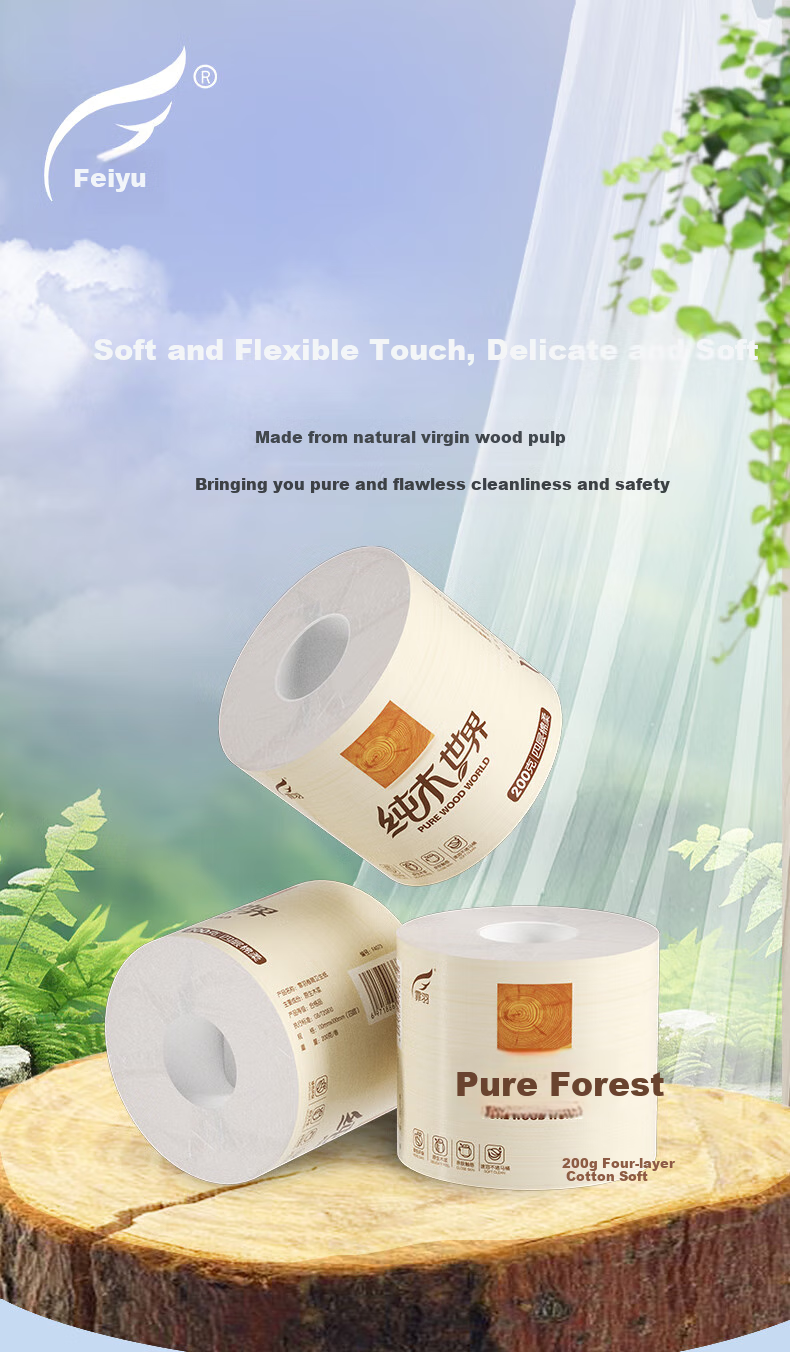 Feiyu Core Roll Toilet Paper, 4-Ply, 200g*27 Rolls, Household Tissue Paper, Toilet Roll Paper, Tissue Paper, Hand Towels, Whole Box F4073 1