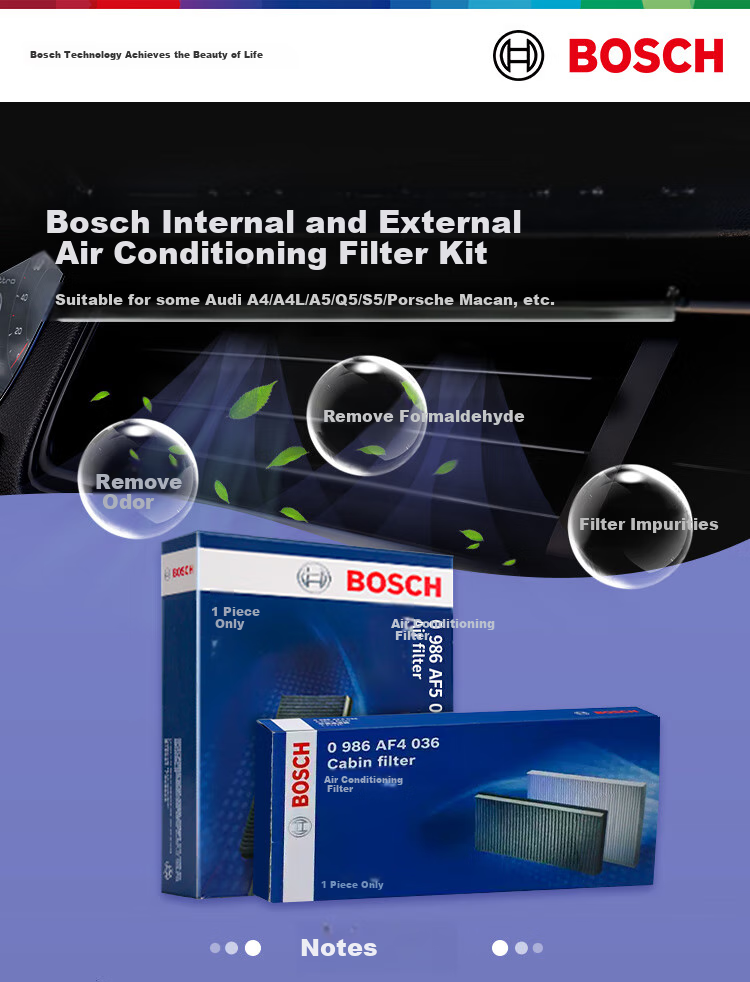 BOSCH Interior And Exterior Single-Effect Air Conditioning Filter, Air Conditioning Filter Set Compatible with Audi A4/A4L/A5/Q5/S5 And Others 1