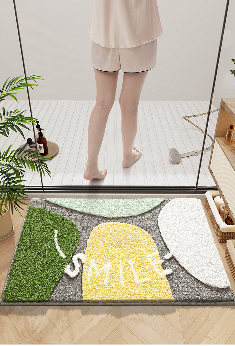 Dajiang Bathroom Mat, Toilet Entrance Absorbent Non-Slip Mat, Flocked Bathroom Floor Mat, 50x80cm 3