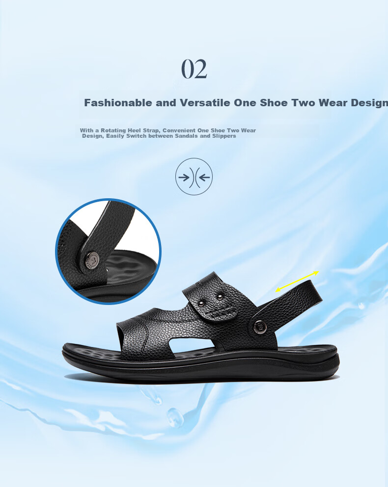 Aokang Sandals, Beach Shoes, Men's Comfortable Casual Open-Toe Breathable Two-Way Simple Slippers, Brown, Size 38 4