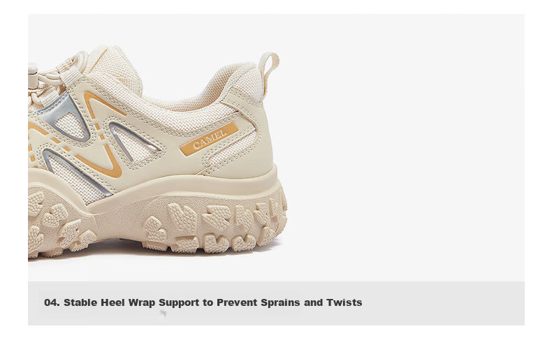 CAMEL Classic Ugly-Cute Shoes for Women, Fashionable Color-Block Outdoor Casual Shoes L24S469647A Beige/Silver/Brown 40 47
