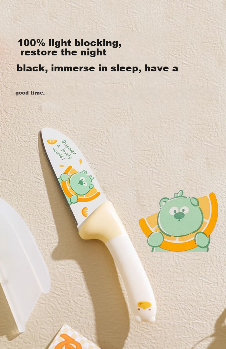Baoshi Children's Small Kitchen Knife with Hand Guard, Stainless Steel Fruit Knife, Portable Outdoor Cutlery Set, Beige Bear Desig 1