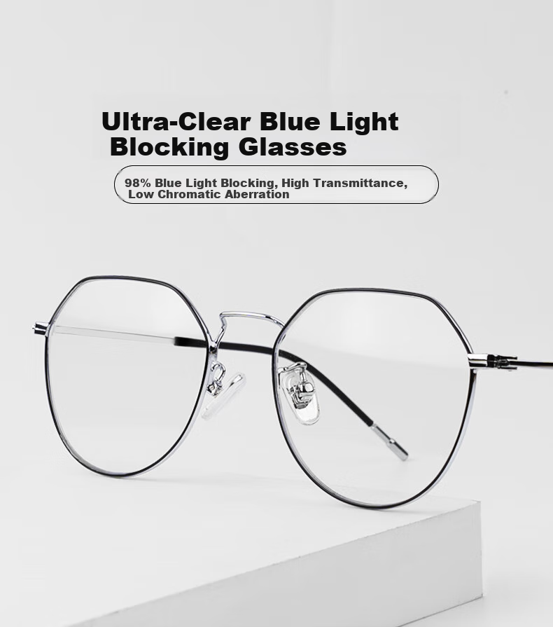 Gameking Anti-Blue Light And Anti-Radiation Glasses for Men And Women, Titanium Frame Non-Prescription Protective Eyewear for Myopia, Can Be Fitted with Prescription Lenses, Model 8029 Rose Gold 1
