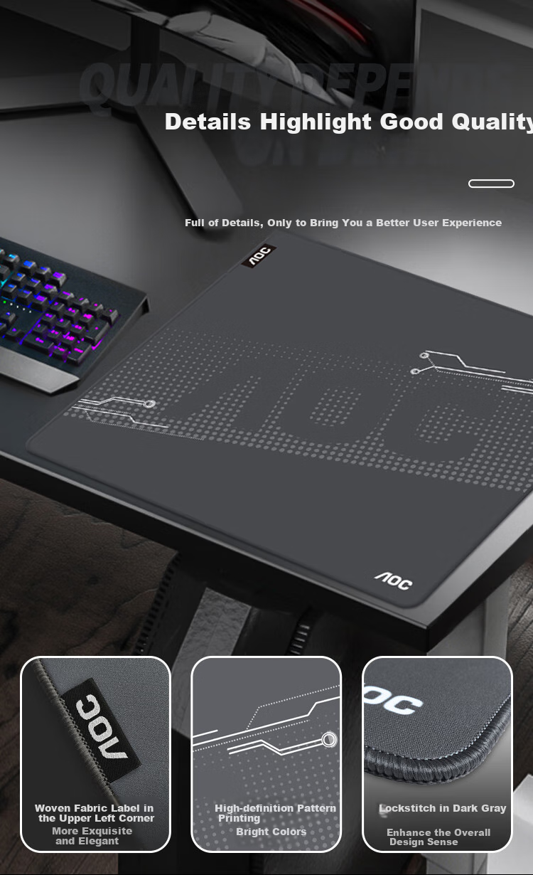AOC Waterproof Nylon Mouse Pad, 460*400*4mm, High-Density Nylon Fabric Surface, Stitched Edge, Anti-Slip, M15593 Source Point, E-Sports, Smooth, Gaming 6