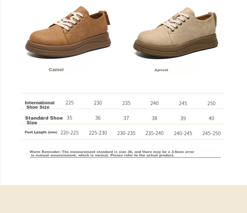 ZHR Bokeng Women's Shoes, Spring And Autumn Modern Elegant Retro Leather Shoes, Thick-Soled Versatile Loafers, Casual Shoes JF131, Apricot Color, Size 36 7