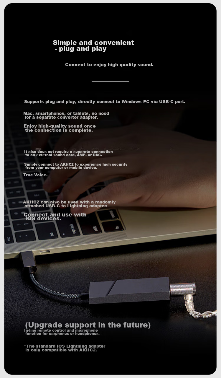 Iriver Astell&Kern AK HC2 Decoding Headphone Amplifier Cable, 4.4mm HIFI Balanced, for Apple And Android Phones, Computers, Portable Small Tail, Deep Silver Color, Gift World Cup 6