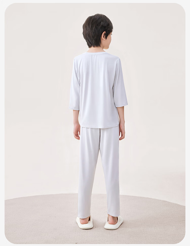 Jiusuiban Children's Pajama Set, Boys' Infant Grade A Class Spring And Summer Home Wear, Three-Quarter Sleeve Long Pants Air Conditioning Suit, 510017Z 13
