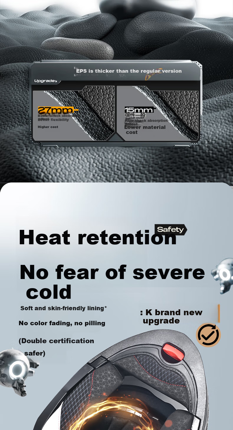 NEVA DOT Certified A1 Class Motorcycle Helmet Flip-up Winter Warm Anti-fog Dual Lens Safety Helmet 9