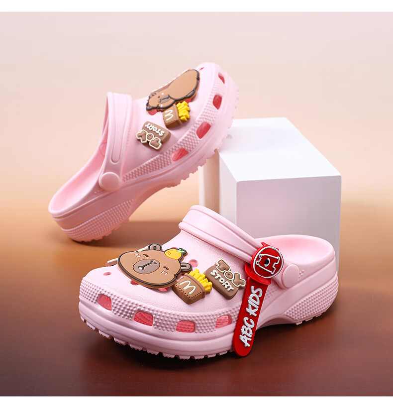 ABC KIDS Children's Slippers Summer Sandals for Boys And Girls Soft-Soled Hole Shoes Kapibara Beach Shoes 8597 Pink 39-40 5