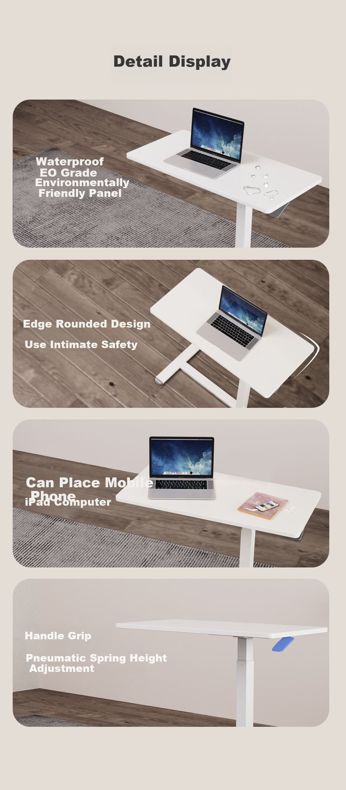 JOYSEEKER Mobile Lifting Bedside Table, Home Office Side Table, Laptop Desk, Bedroom Lazy Table, Study Desk 5