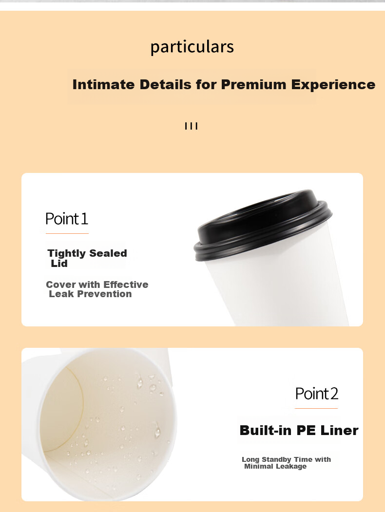 Fangcaodi Disposable Paper Cups, 400ml*50 Pieces, Double-Layer Hollow Insulated Coffee Cups, Thickened Water Cups, Soy Milk And Milk Tea Cups with Lids 6