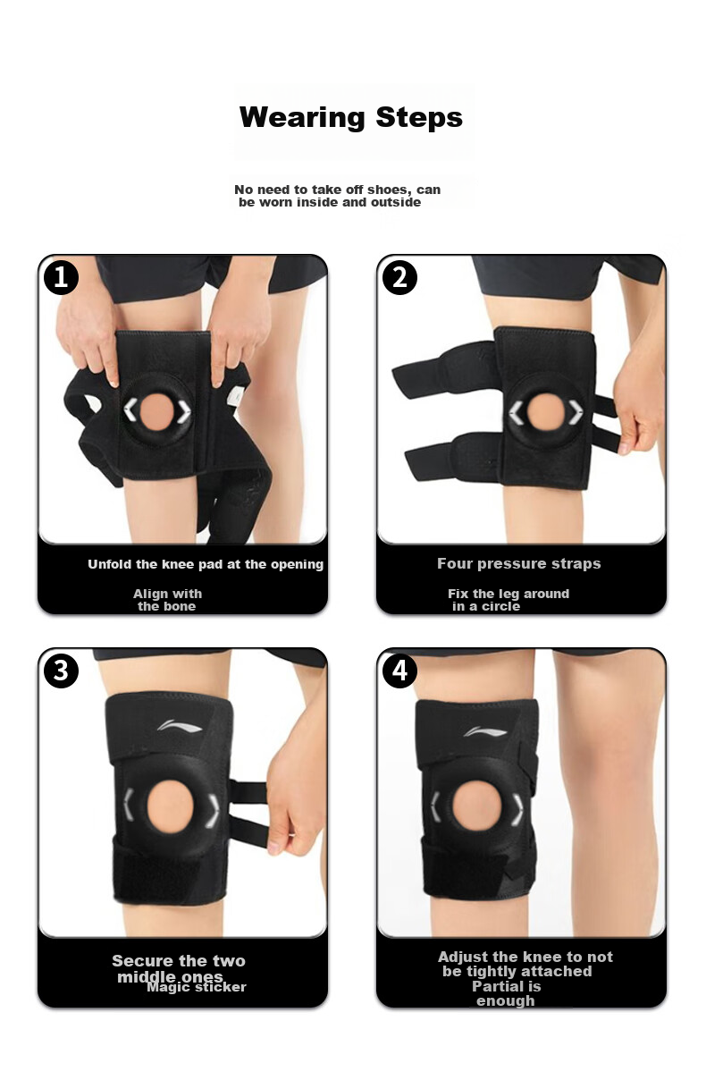 LI-NING Professional Sports Knee Brace for Men and Women, Protective Knee Support for Mountaineering, Hiking, Badminton, Running, Squats, Meniscus Injury 10