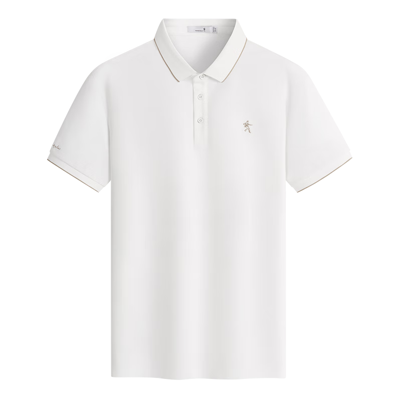 DANCING WOLVES ă7A Antibacterial 2A Mite-ResistantăCool Touch Non-Deforming Collar Breathable Men's Short Sleeve Polo 803 Off-White M(170)