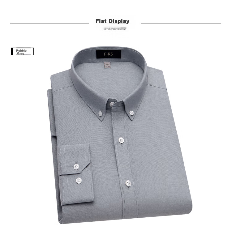 FIRS Men's Long-Sleeve Shirt, All-Season Oxford Cloth, Wrinkle-Resistant, Easy-Care, Breathable And Comfortable Undershirt 16