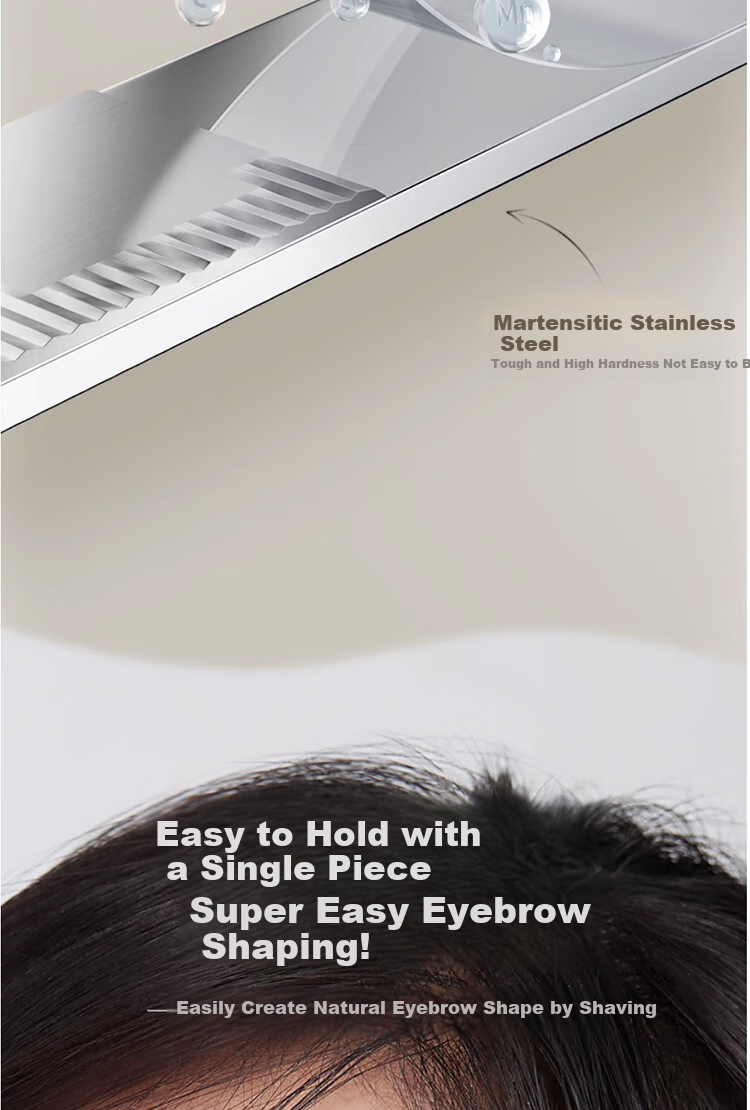 Goood New Stainless Steel Eyebrow Razor Blades for Beauty Salons (30 Pieces + Blade Holder), for Women's Eyebrow Shaving And Men's Eyebrow Trimming 10