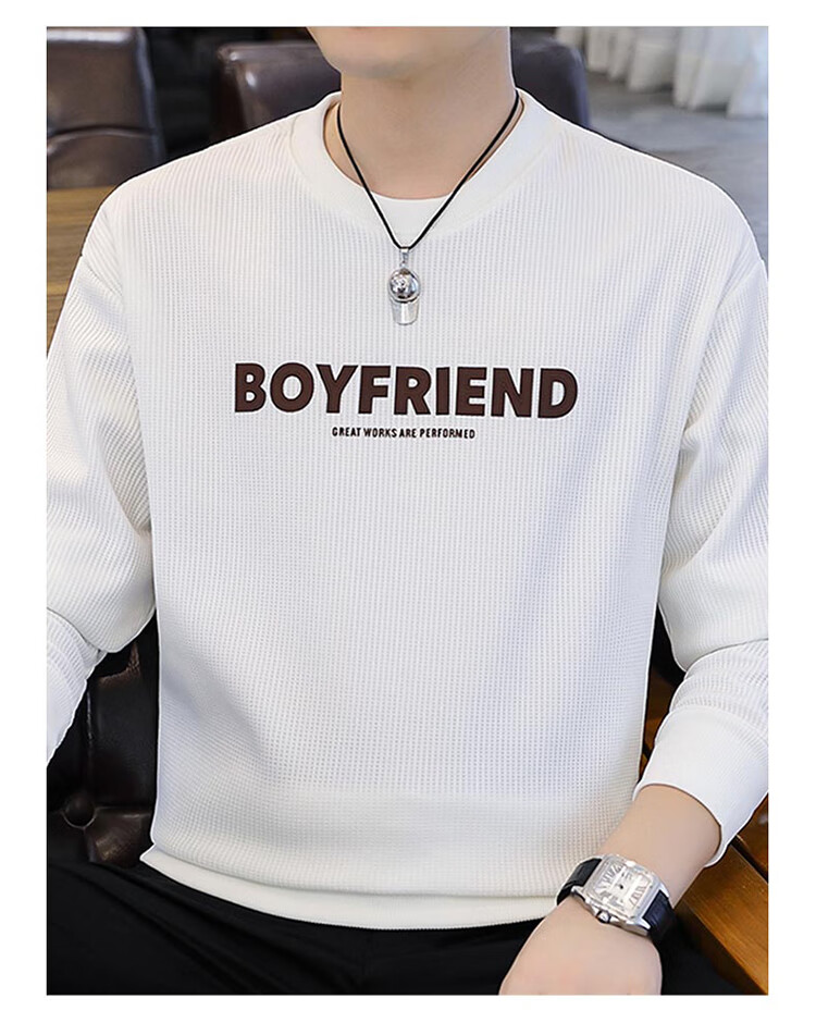 Pierre Cardin Men's Sweatshirt Spring Autumn Embroidered Heavyweight Long Sleeve T-Shirt Casual Base Layer Khaki M 9