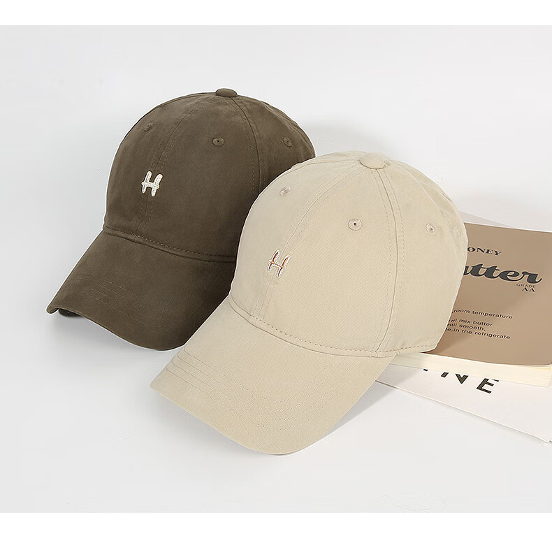 CACUSS Baseball Cap Women Spring Summer Cotton Letter Sun Hat Soft Top Large Head Circumference Slim Face Hat Dark Blue 25