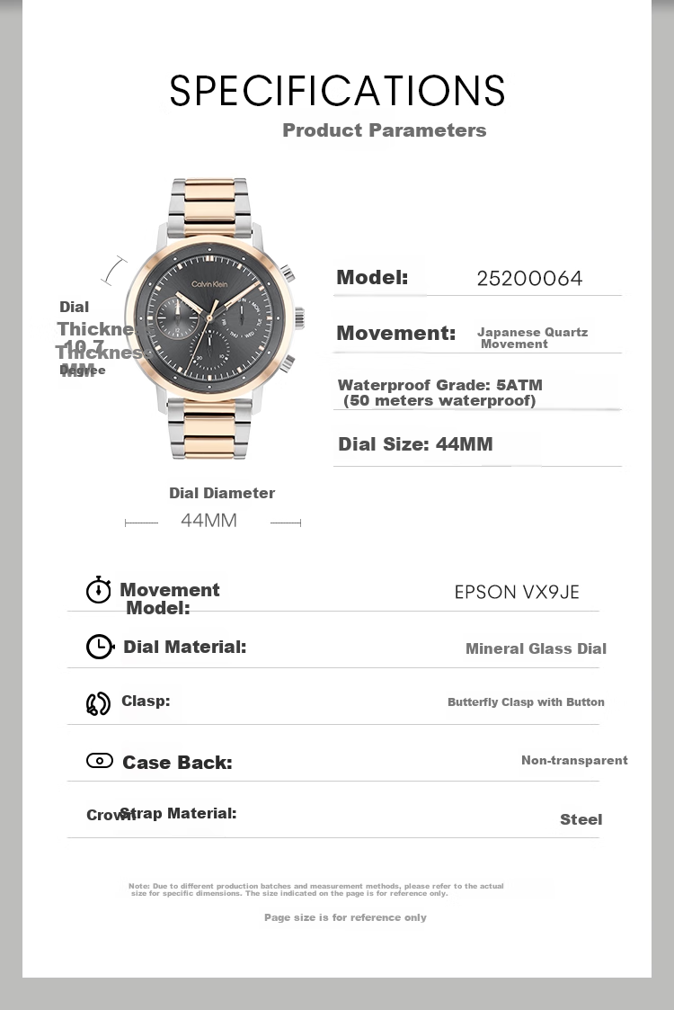 Calvin Klein CK Stylish Steel Band Simple Quartz Men's Watch Gift for Boyfriend 25200064 1