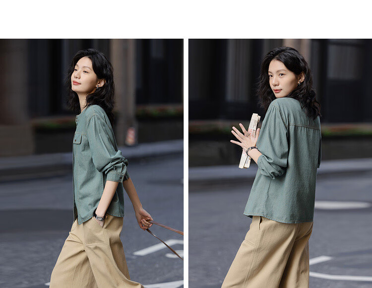 Dme Spring Breathable Cloud Cotton Slim Fit Round Neck Shirt for Women 5