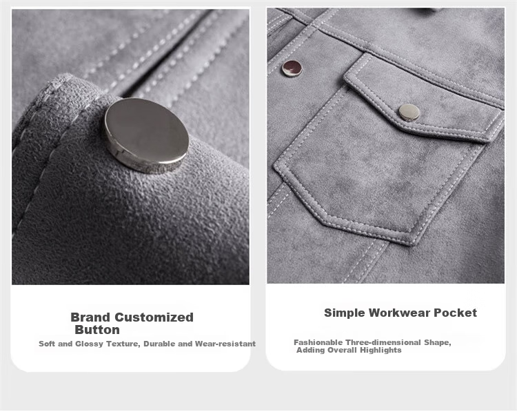 DANCING WOLVES [Suede] Jacket for Men, Versatile Lapel Jacket, Comfortable And Stylish Coat for Men, 102 Dark Blue, Size 165 2