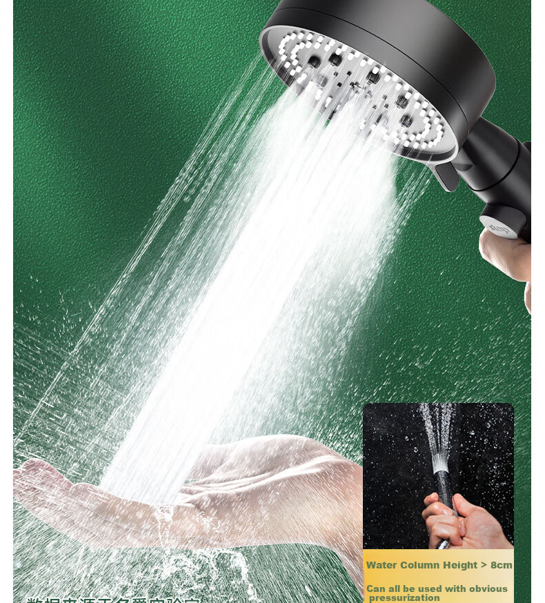 MEJUE Pressurized Shower Head, Single-Head Bathroom Handheld Shower Sprayer, High-Pressure Water Outlet 5332 6