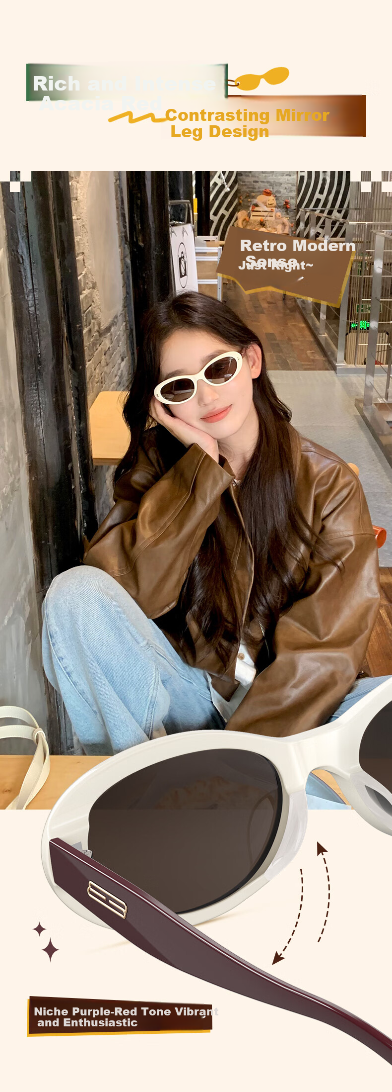 HELEN KELLER [Yeyeming] Cat Eye Sunglasses, Black Retro Oval Sunglasses for Women And Men, Trendy Sunglasses HK707H01 5