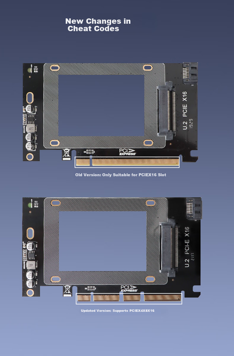 JEYI PCIe to U.2 128Gbps Full-Speed PCIe 5.0 Expansion Card Full-Height Bracket X4/X8/X16 Compatible with PCIe 4.0/3.0 SSD Adapter Card 2