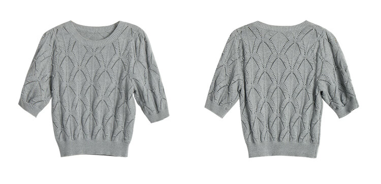 Olrain Eurier Summer Commuter Knit Pullover Top with Hollow Design Gray (New Batch) S 16