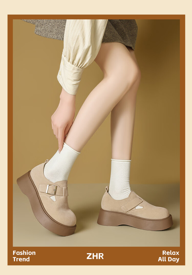 ZHR Retro Birkenstock-Style Shoes for Women, Thick-Soled Height-Increasing Full-Coverage Casual Shoes, Versatile Slip-On Flats AB67F Khaki 39 9