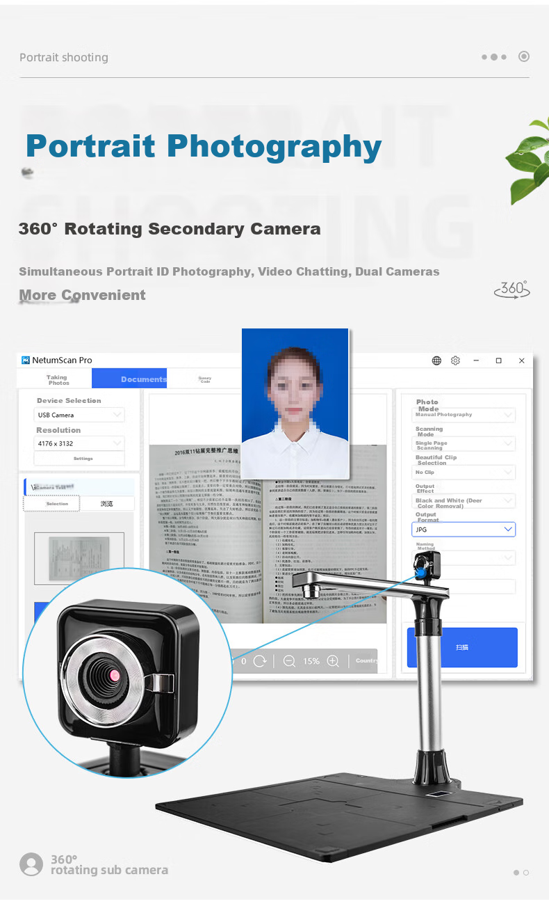 NTEUMM 16 Million Pixel High-Definition Document Camera, A4 Portable Office Invoice File Photo Continuous Scanning, Video Projection Teaching Display High-Speed Scanner T301 5