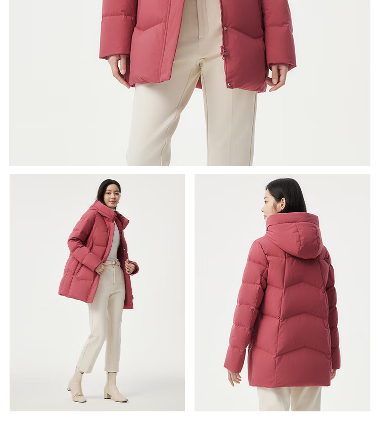 Tanboer Mid-Length Comfortable Thickened Warm Down Jacket for Middle-Aged and Elderly Women 510506Z Jinluo Red Size 170 14