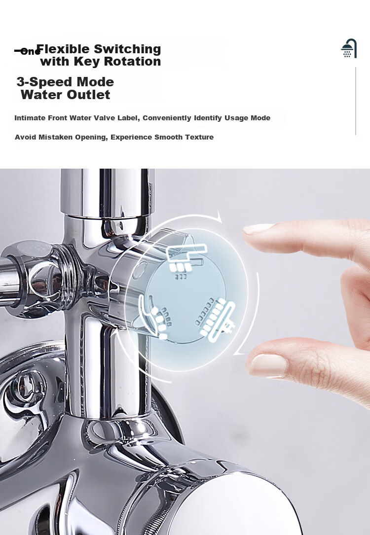 Larsd Surface-Mounted Shower Head Set, Silver Exposed Pipe Shower Head Complete Set with Copper Body Shower Faucet Mixing Valve LD5816 7