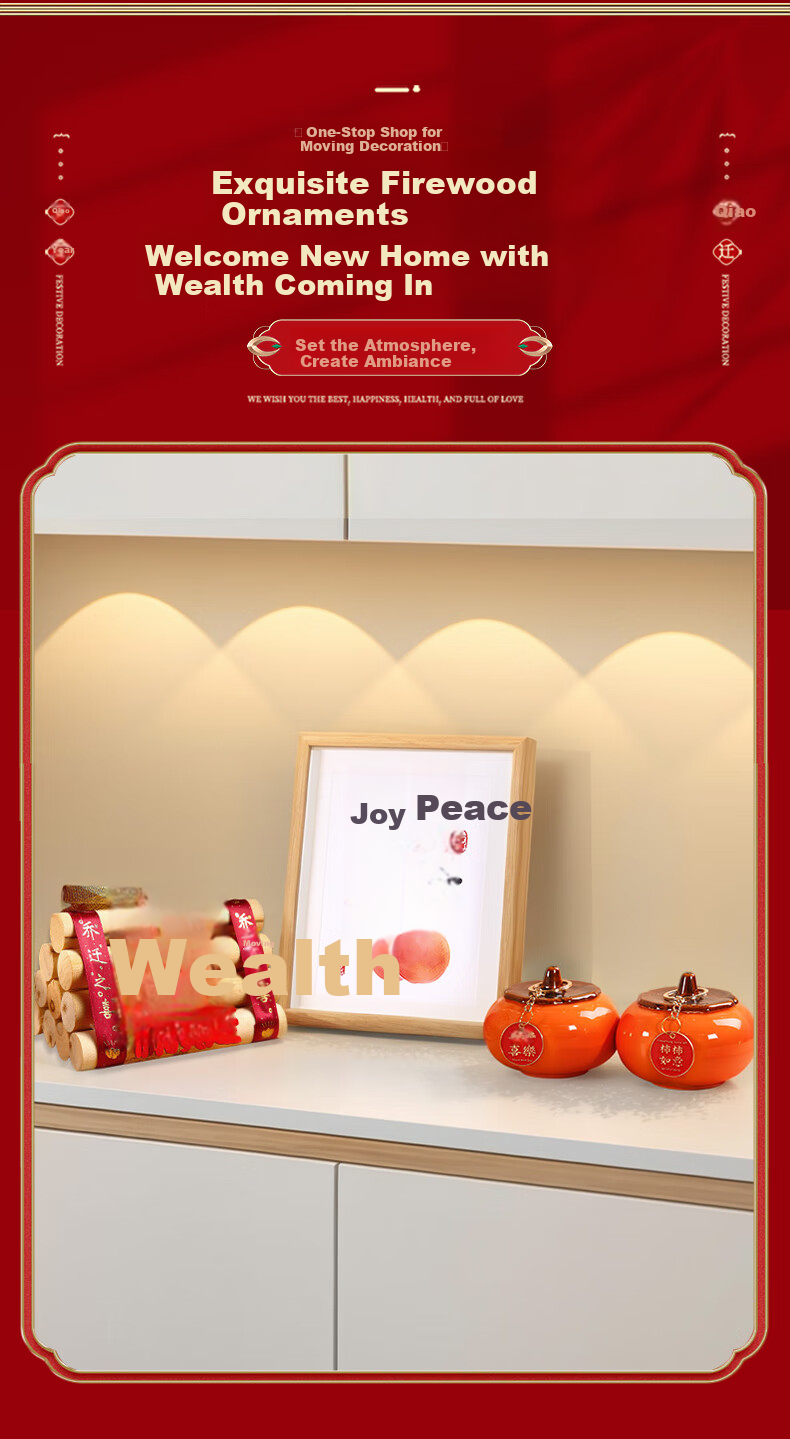 Shicai Auspicious Housewarming Ornament Complete Set for Moving In New Home Living Room Fortune Character Decoration 4