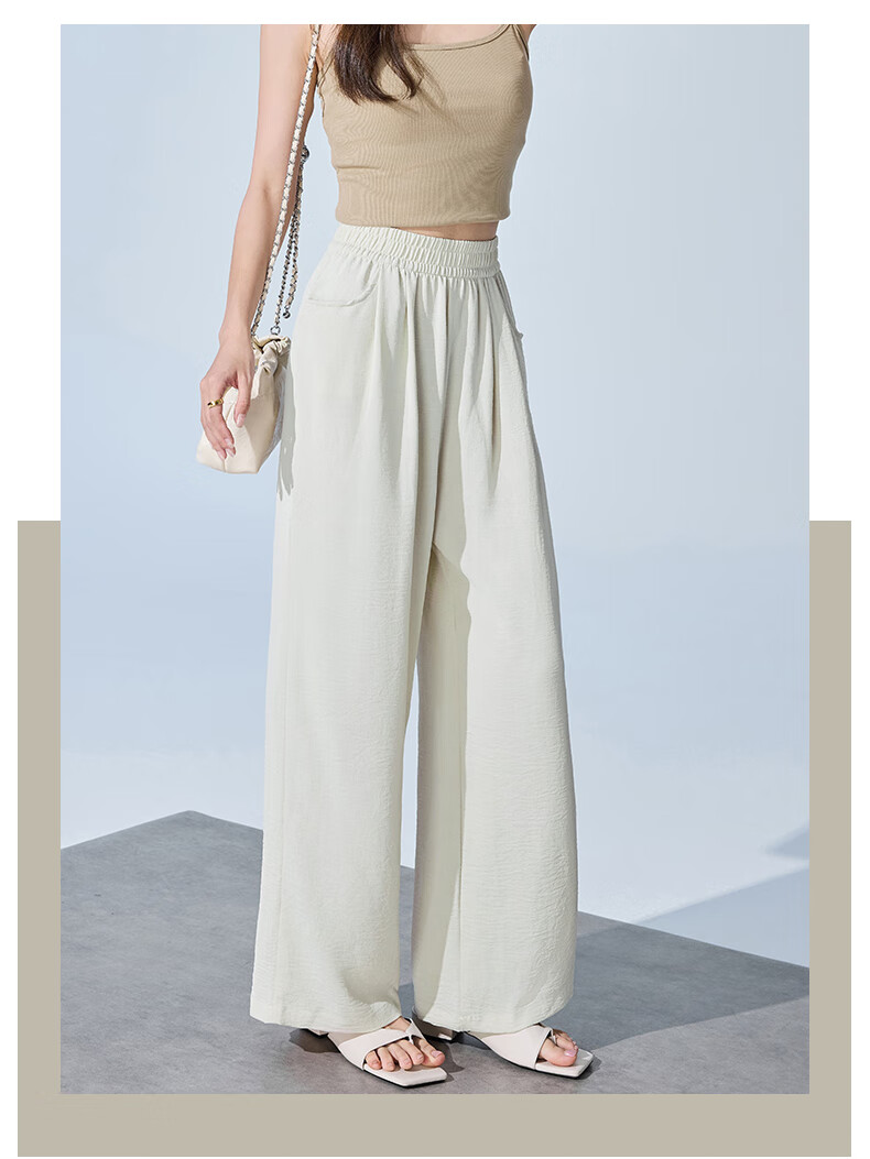 XUEXIMAN Wide-Leg Pants for Women, Summer Lightweight Japanese-Style Cool Pants, Loose-Fitting Slimming Versatile Casual Pants, Quick-Dry Trousers for Wome 8