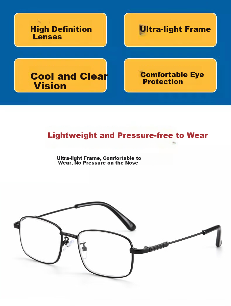 GOGOSOON Titanium Frame Crystal Reading Glasses for Men, Pure Natural Crystal Stone Glasses, High-Definition Ultra-Light, High-End Titanium Frame Vintage Gold 4