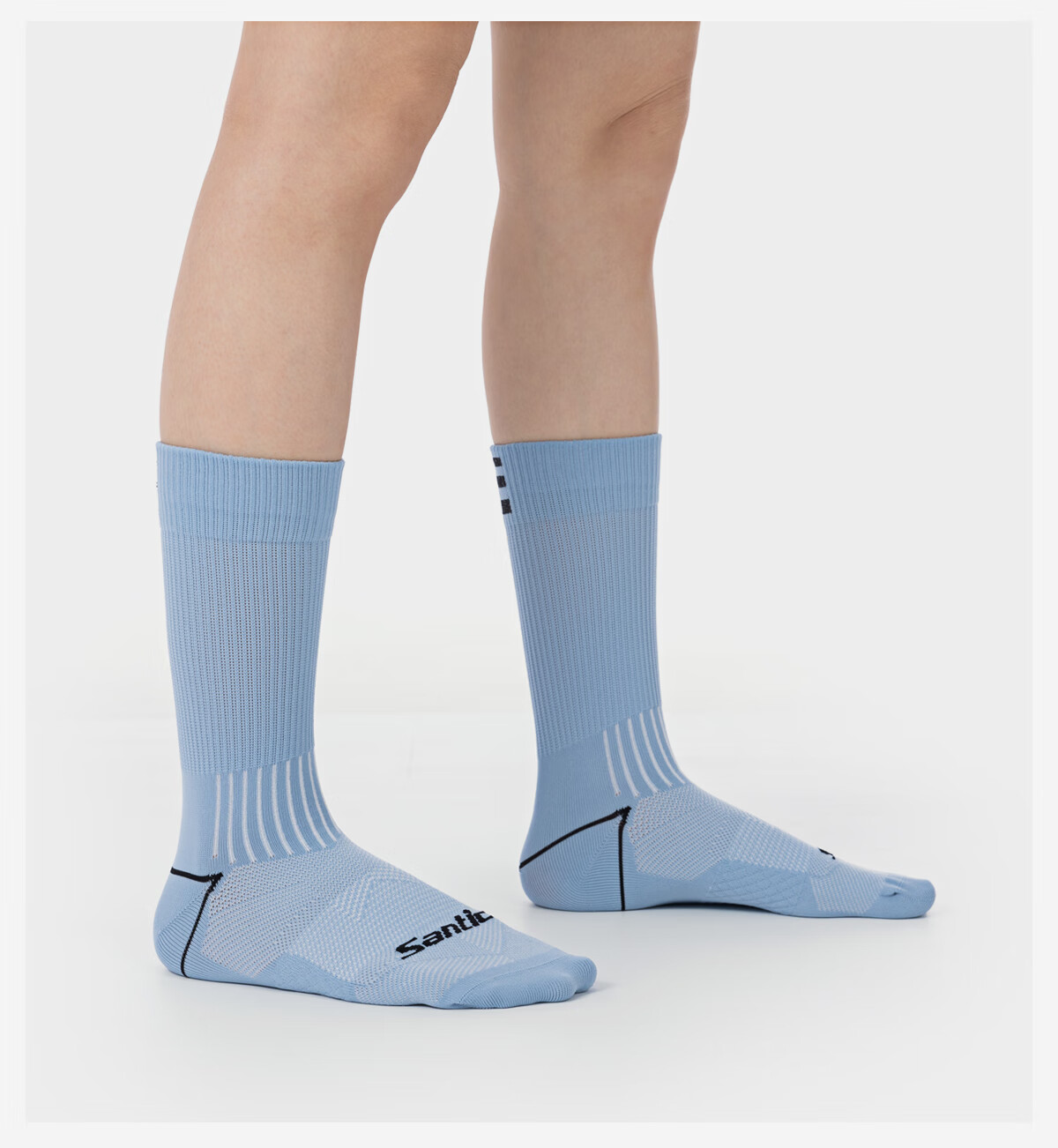 Santic Reflective Cycling Socks Breathable Sweat-Wicking Outdoor Sports Socks Qimen Black L/XL 17