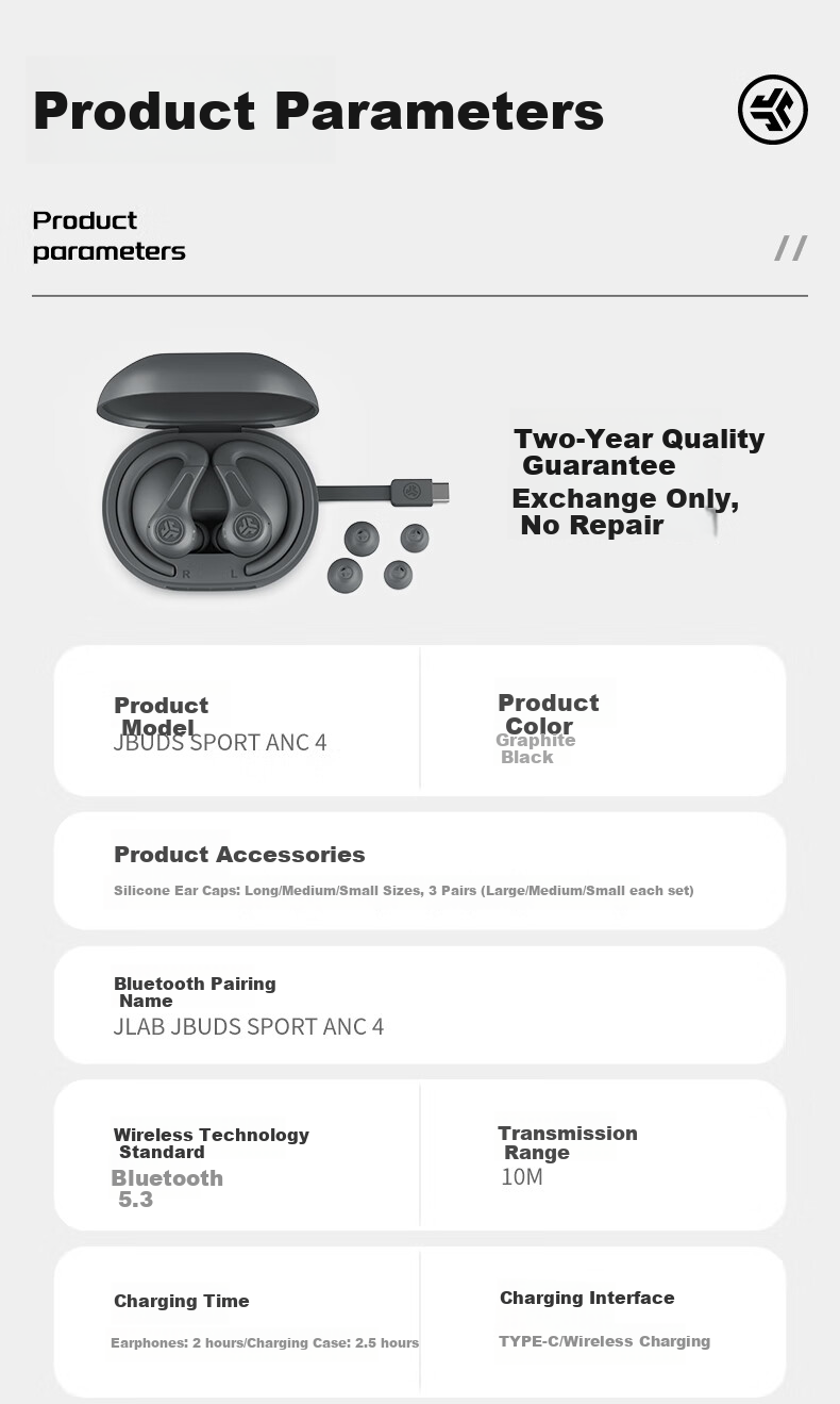 JLab JBuds Pods ANC True Wireless Noise-Cancelling Bluetooth Earphones for Gaming And Music, In-Ear Design with Ultra-Long Battery Life, Compatible with Android And Apple Devices, Gift, Obsidian Black 8