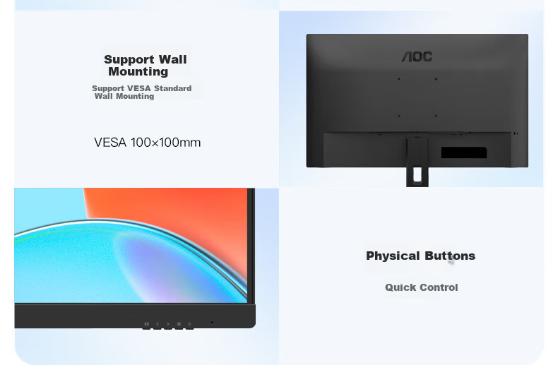 AOC Monitor, 2K 27-Inch IPS Computer Display Screen, Office Study Eye Protection Low Blue Light, Desktop Expansion Laptop Extension Screen Type-C 65W Q27E12C 10