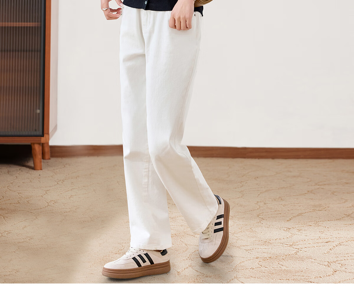 PinCai Women's Jeans, Spring And Autumn Black Straight-Leg Trousers, Slimming And Heightening Effect, Casual Denim Long Pants P143N1009 42